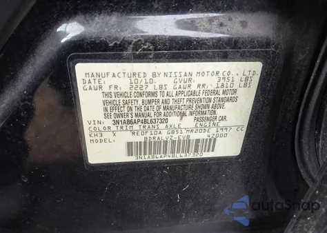 2011 Nissan Sentra 2.0Sl from USA, damaged, VIN 3N1AB6AP4BL637320